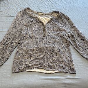 krazy kat navy blue Paisley Long Sleeve Blouse